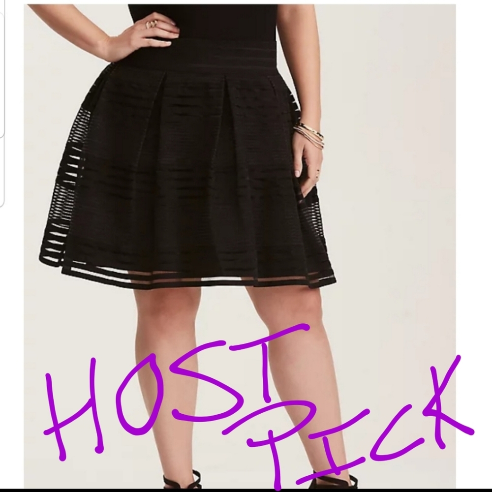 STRIPED SHEER FLARED SKIRT